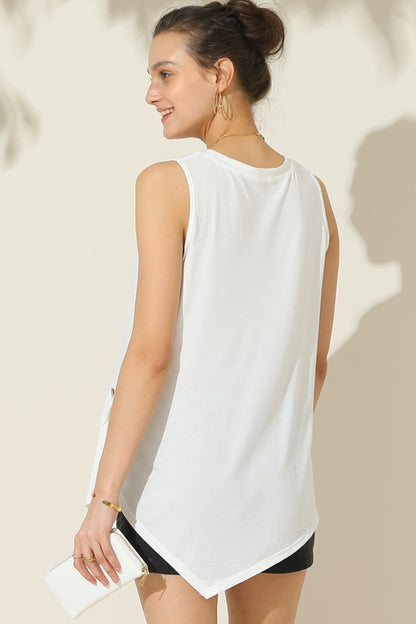 Ninexis Round Neck Button Side Tank