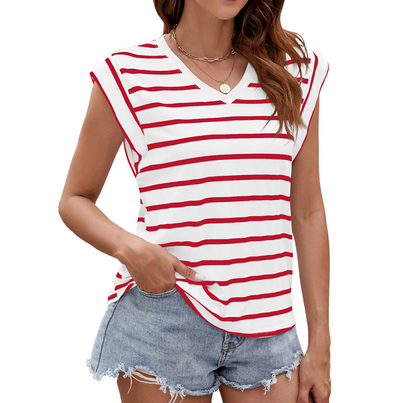 Stripe Print Summer Loose Tank Top