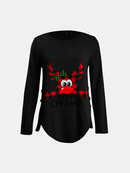 Full Size Reindeer Round Neck Long Sleeve T-Shirt