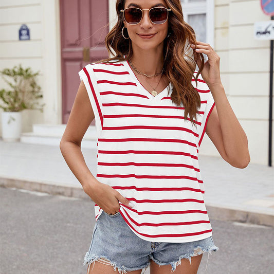 Stripe Print Summer Loose Tank Top