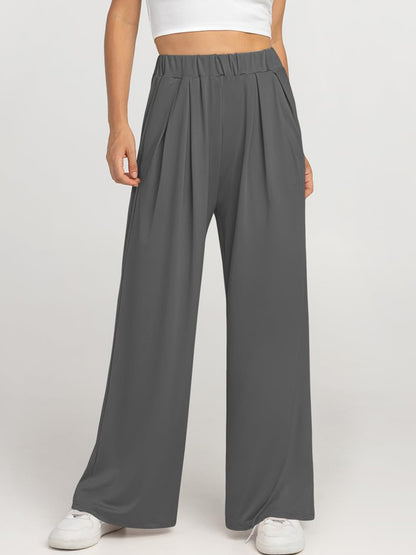 Elastic Waist Wide Leg Pants