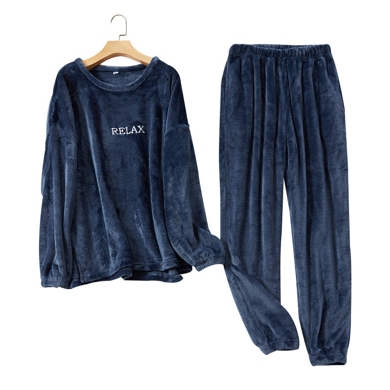 Flannel Pajamas Sets Winter Home Clothes For Women Men Sleepwear Couple