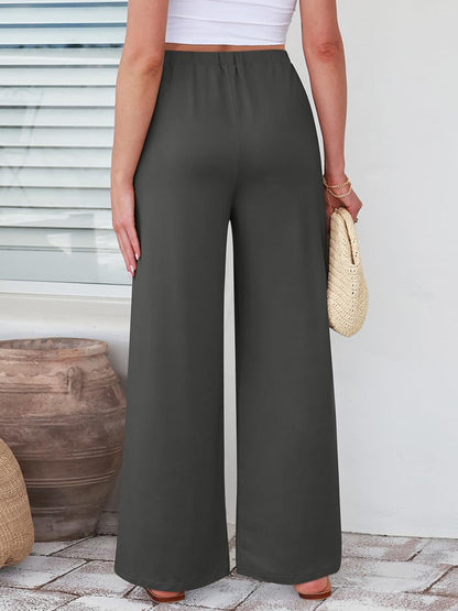 Elastic Waist Wide Leg Pants