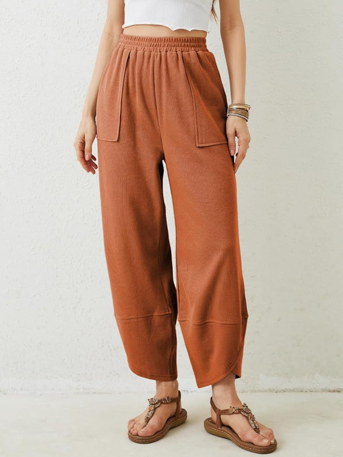 Lovelet Elastic Waist Wide Leg Pants