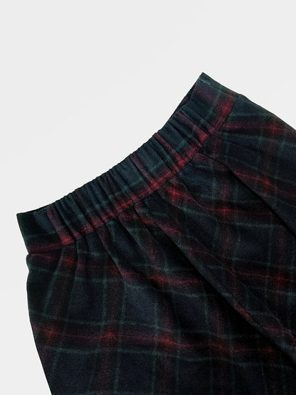 Plaid Elastic Waist Midi Skirt