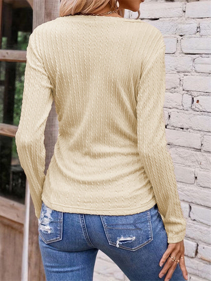 Full Size Ruched V-Neck Long Sleeve T-Shirt