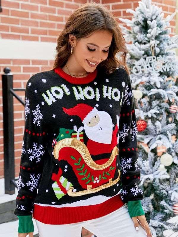 Knited Christmas Sweaters With Santa Claus Patterns