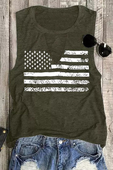 US Flag Loose Outerwear Racerback Tank Top Women