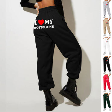 I Love MY BOYFRIEND Printed Casual Sweatpants