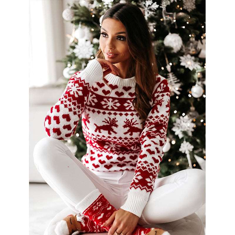 Christmas Elk Long Sleeve Knitted Sweater