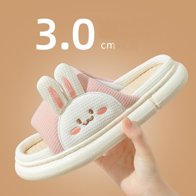 Cute Rabbit Slippers Linen House Shoes For Women - Zac Store