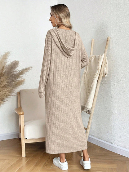 Drawstring Long Sleeve Hooded Dress