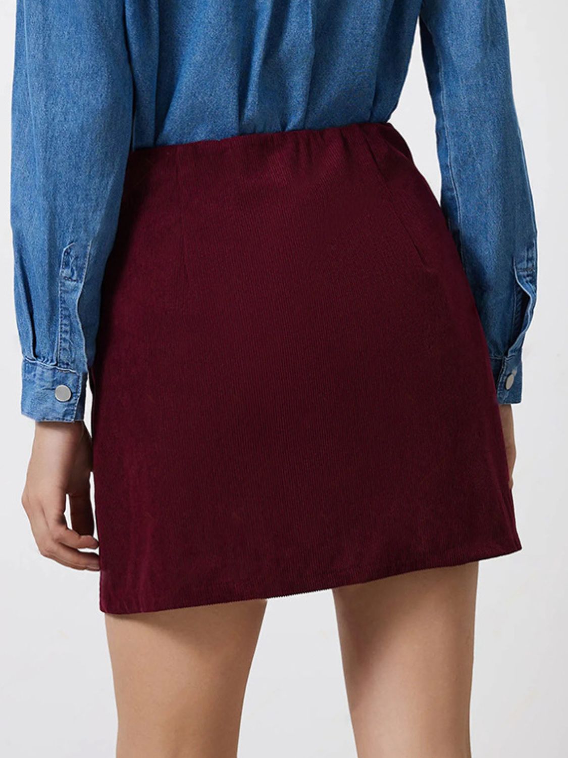 Buttoned High Rise Mini Skirt