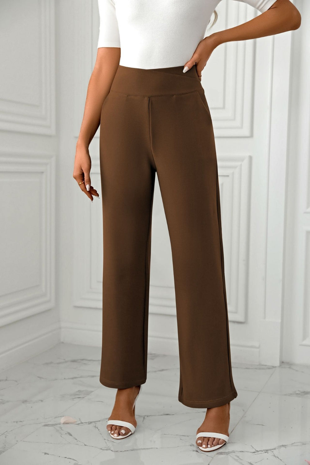 High Waist Straight Leg Pants