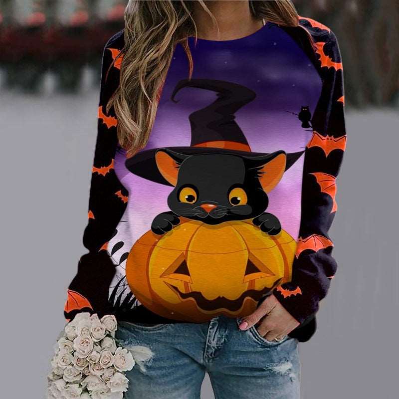 Halloween Cartoon Print Sweatshirt