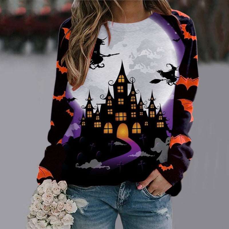 Halloween Cartoon Print Sweatshirt