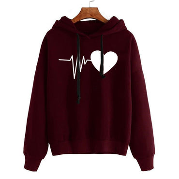 Heart Print Streetwear Hoodies - Zac Store