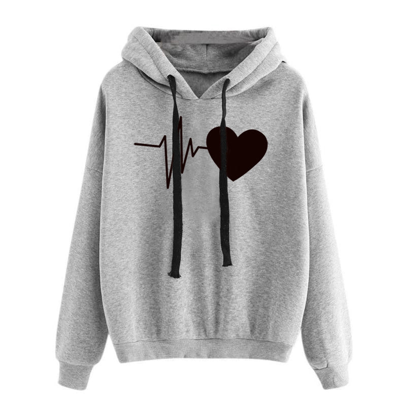 Heart Print Streetwear Hoodies - Zac Store