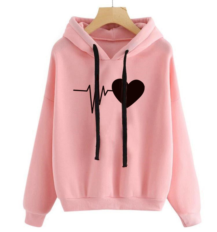 Heart Print Streetwear Hoodies - Zac Store