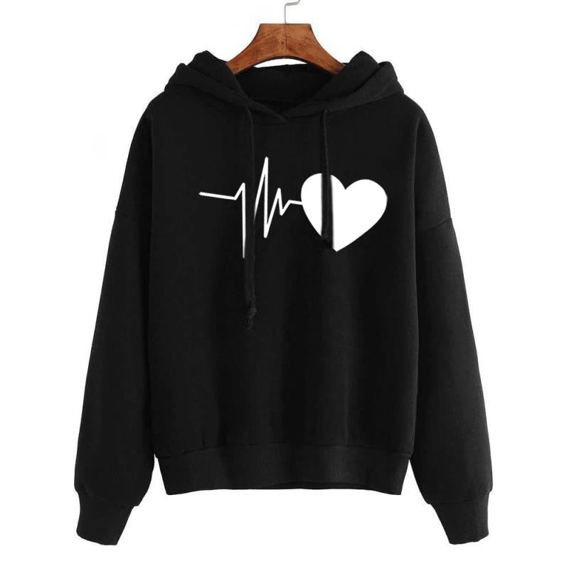 Heart Print Streetwear Hoodies - Zac Store