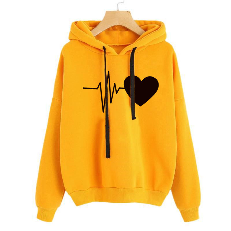 Heart Print Streetwear Hoodies - Zac Store