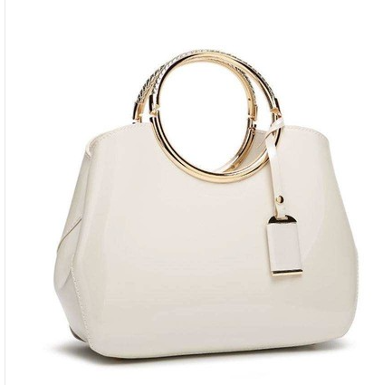 HOXIS Charm Glossy Metal Grip Structured Handbag - Zac Store