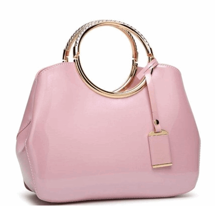 HOXIS Charm Glossy Metal Grip Structured Handbag