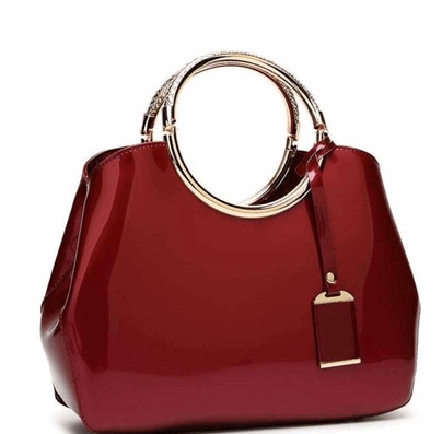 HOXIS Charm Glossy Metal Grip Structured Handbag