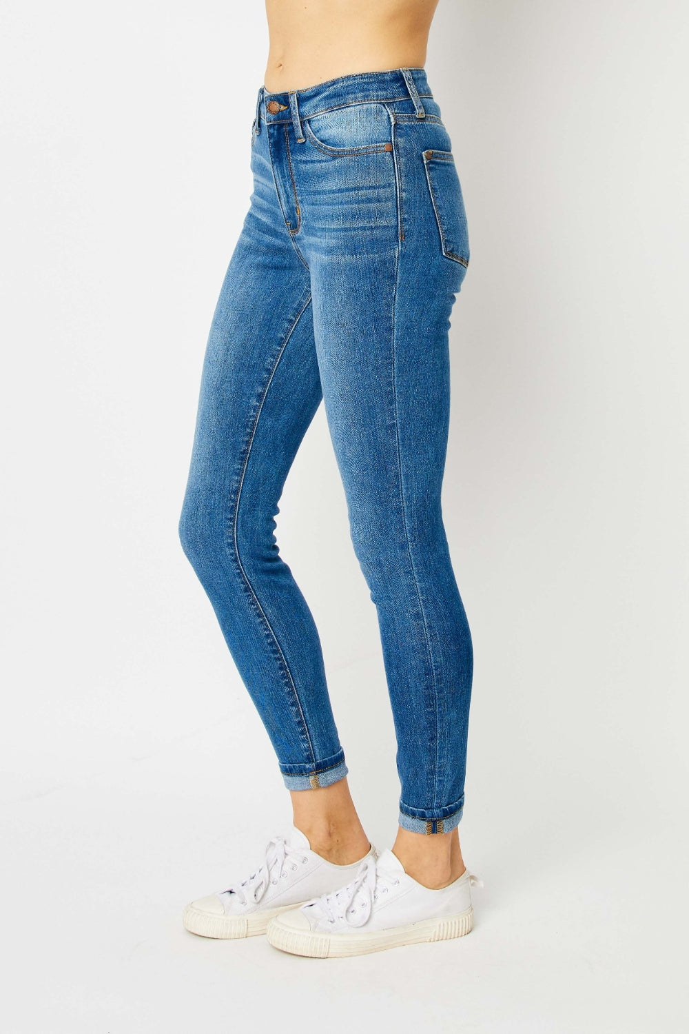 Judy Blue Full Size Cuffed Hem Skinny Jeans - Zac Store