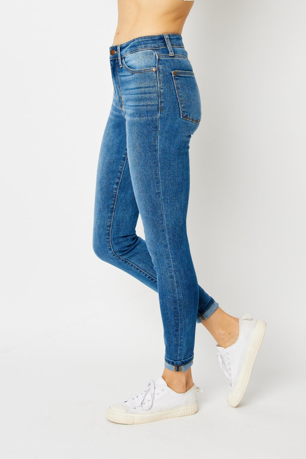 Judy Blue Full Size Cuffed Hem Skinny Jeans - Zac Store