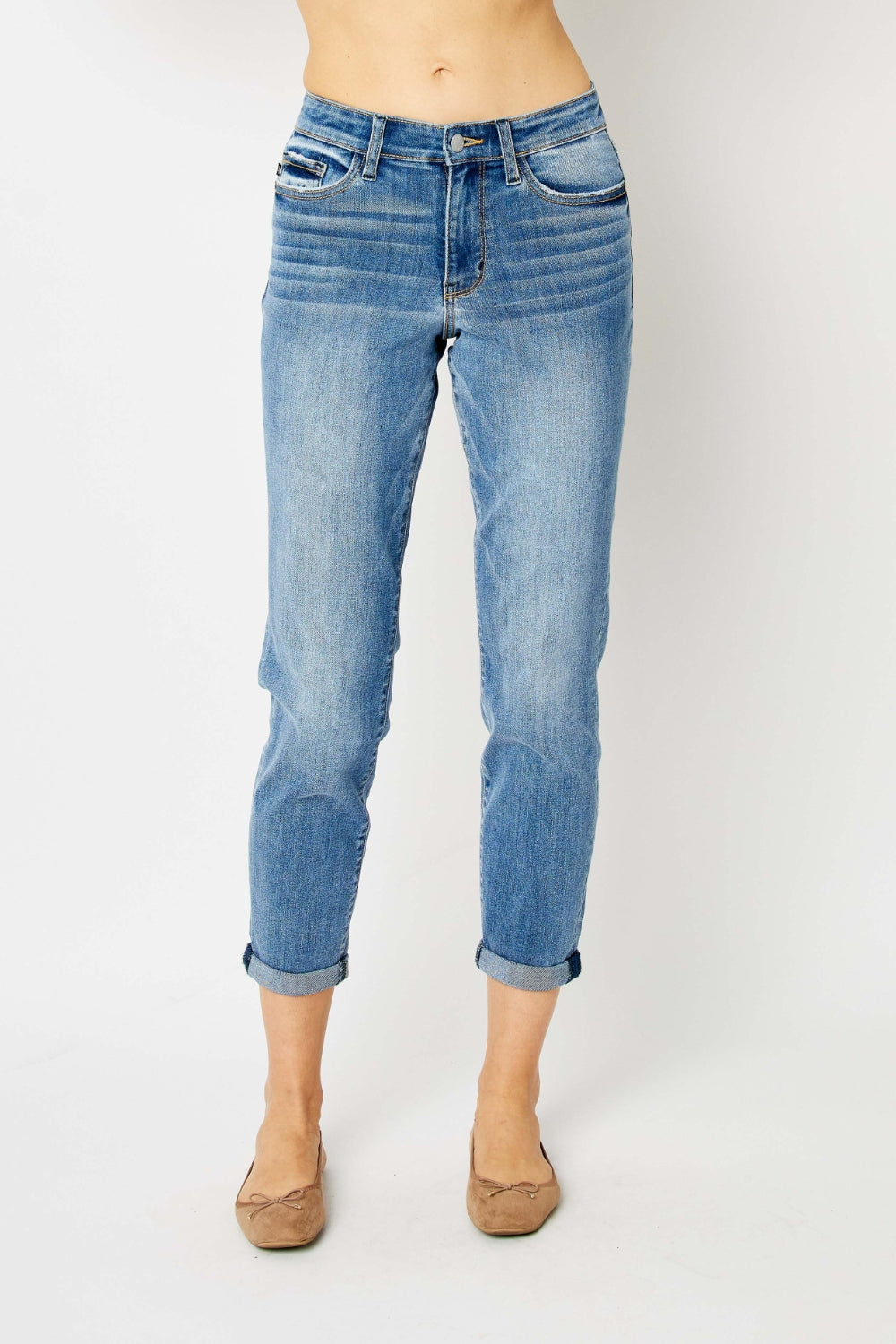 Judy Blue Full Size Cuffed Hem Slim Jeans - Zac Store