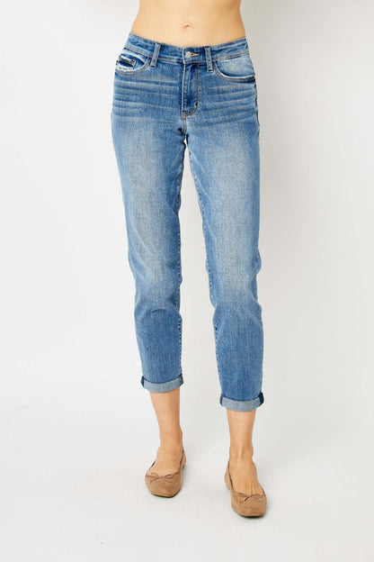 Judy Blue Full Size Cuffed Hem Slim Jeans - Zac Store