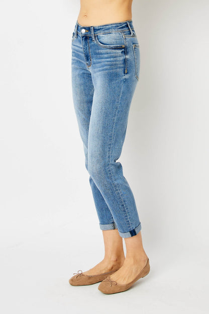 Judy Blue Full Size Cuffed Hem Slim Jeans - Zac Store