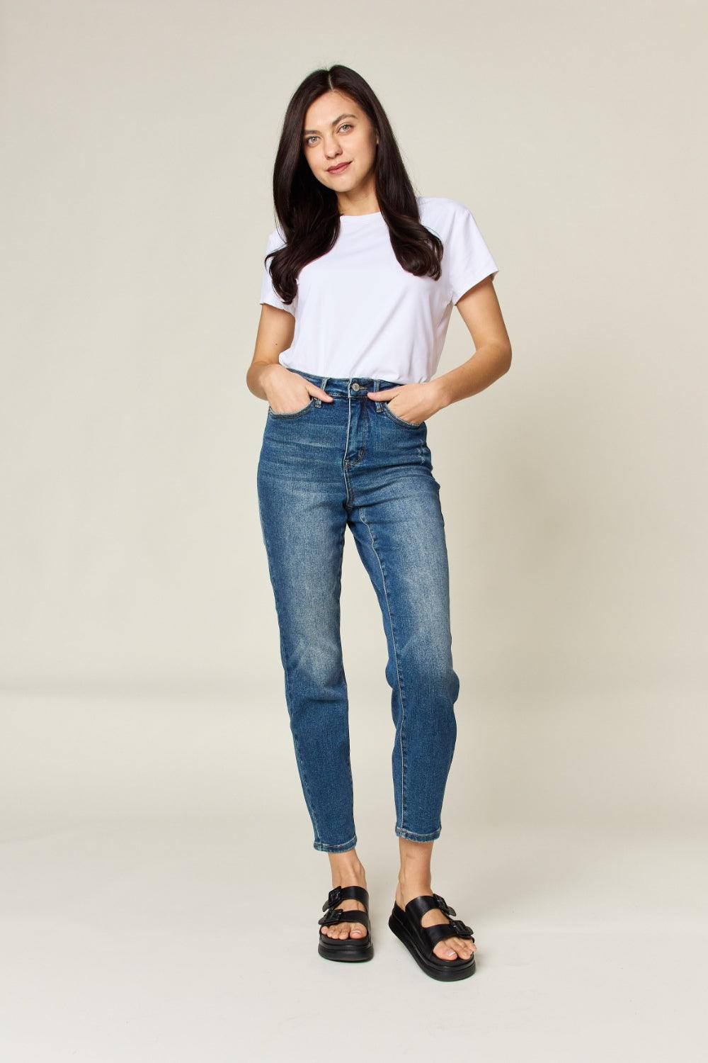 Judy Blue Full Size Tummy Control High Waist Slim Jeans - Zac Store