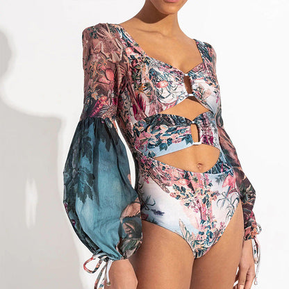 Long Sleeve Chiffon Swimsuit - Zac Store