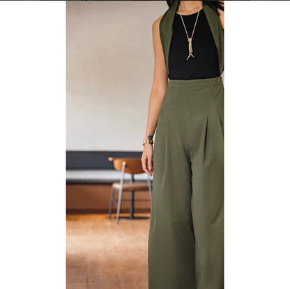 Madden Women Retro Loose Wide-leg Casual Suspender Pants - Zac Store