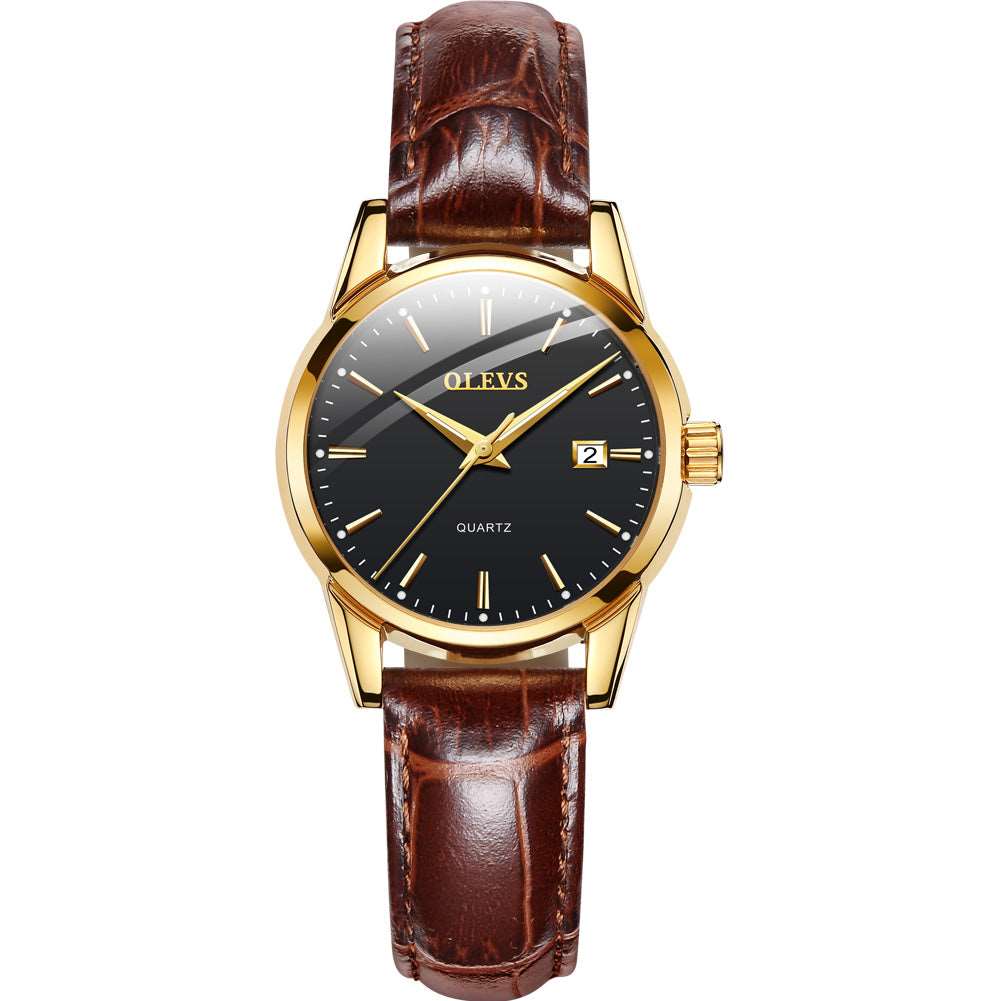 OLEVS, small Face Leather Band Analog Quartz Ladies Dress Watch