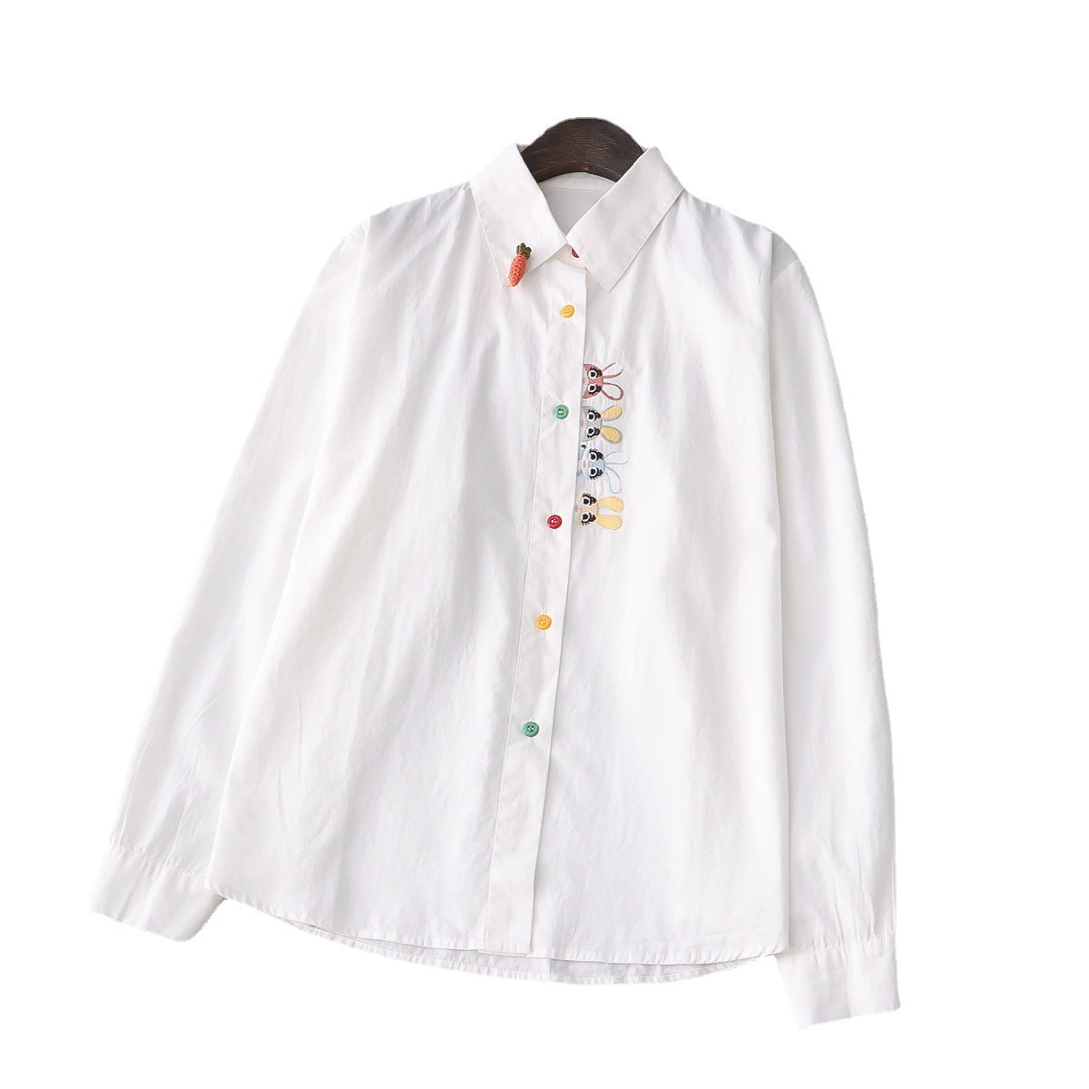 Placket Rabbit Embroidered Shirt - Zac Store