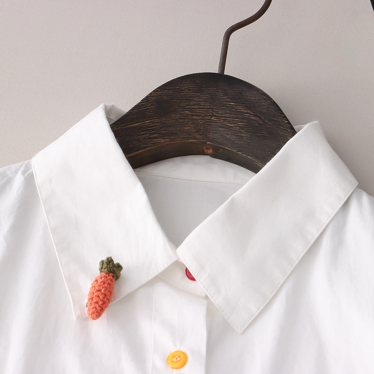 Placket Rabbit Embroidered Shirt - Zac Store