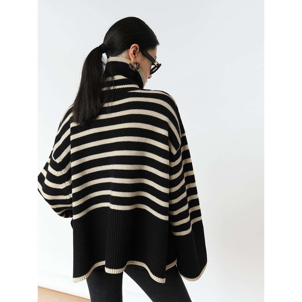 Women's Striped Loose Outer Knit Sweater Top