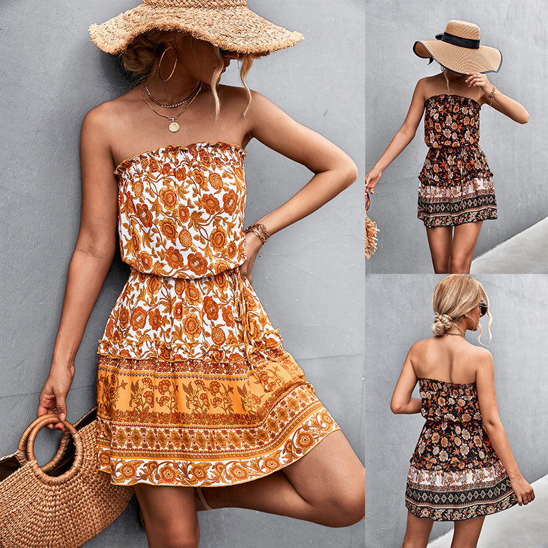 Women's Bohemian Floral Summer Beach Dress - Zac Store