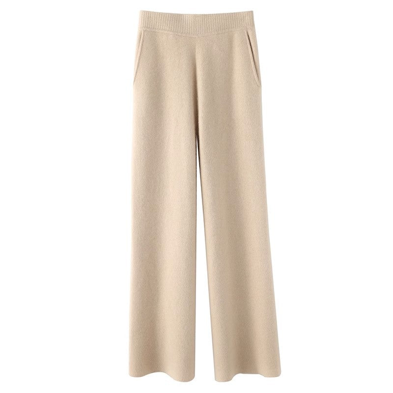 Women's Casual Wide-leg Wool Pants - Zac Store