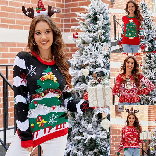 Women's Christmas Tree Patterns Knitted Sweater