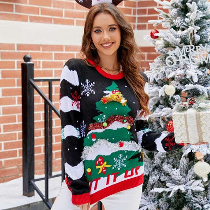 Women's Christmas Tree Patterns Knitted Sweater