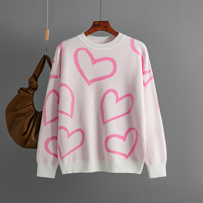 Women's Heart Color Sweater - Zac Store