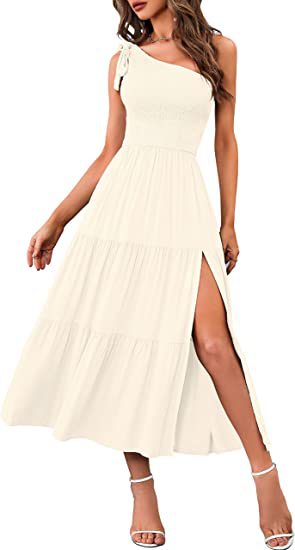 Women's One-shoulder Pleated Layered Hem Split summer outfit - Zac Store