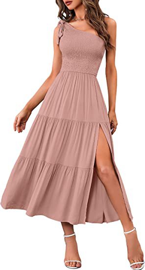 Women's One-shoulder Pleated Layered Hem Split summer outfit - Zac Store