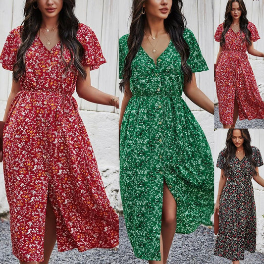 Women's Retro Floral Long Dress - Zac Store