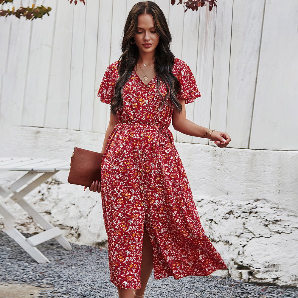 Women's Retro Floral Long Dress - Zac Store