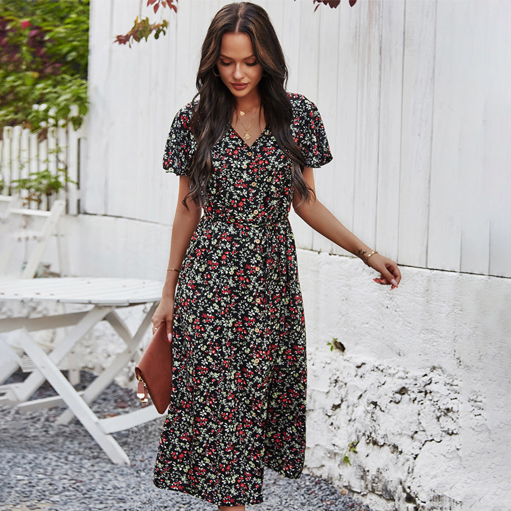 Women's Retro Floral Long Dress - Zac Store